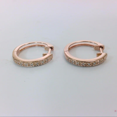 14K Rose Gold Diamond and 8 BEA DIA RG HUG EAR 1/2P  Earrings - Tapper's Jewelry 