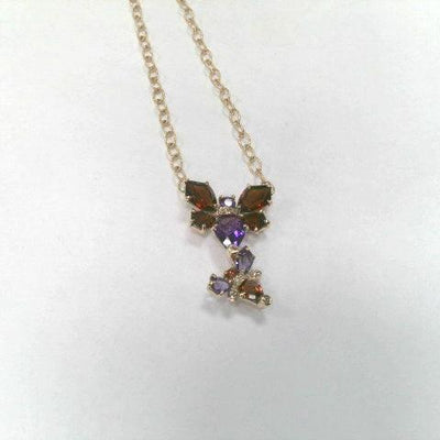 14K Rose Gold Diamond and Amethyst  and Garnet Necklace - Tapper's Jewelry 