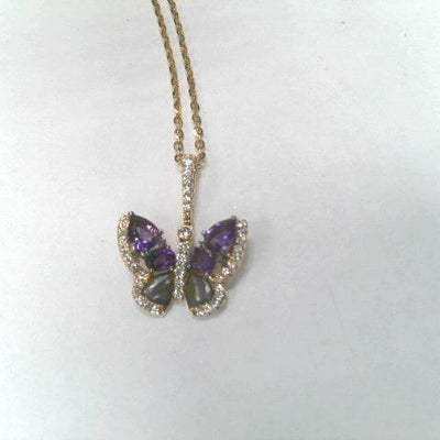 14K Rose Gold Diamond and Amethyst  Necklace