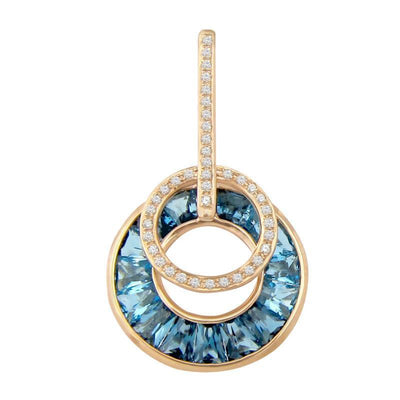 14K ROSE GOLD DIAMOND AND BLUE TOPAZ NECKLACE - Tapper's Jewelry 