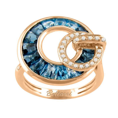 14K ROSE GOLD DIAMOND AND BLUE TOPAZ RING - Tapper's Jewelry 