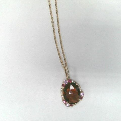14K Rose Gold Diamond and Garnet  and Sapphire and Ruby Necklace - Tapper's Jewelry 