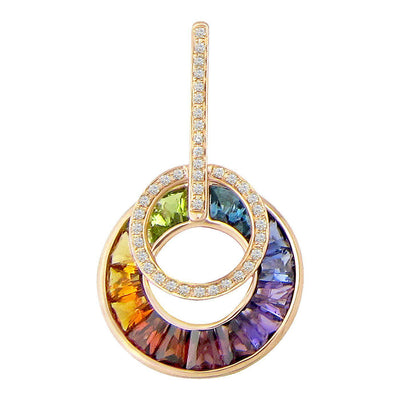 14K ROSE GOLD DIAMOND AND MULTI GEMSTONE ENHANCER - Tapper's Jewelry 