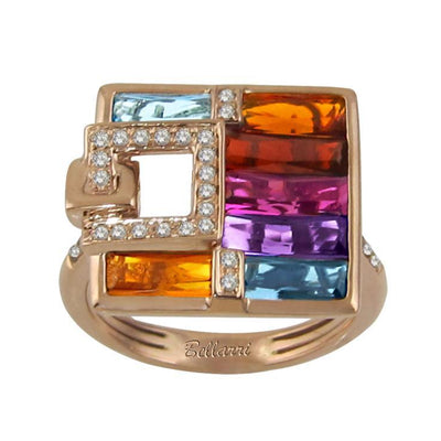 14K ROSE GOLD DIAMOND AND MULTI GEMSTONE RING - Tapper's Jewelry 