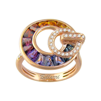 14K Rose Gold Diamond and Multi  Ring