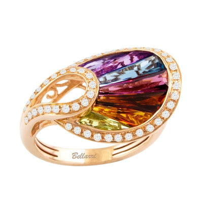 14K ROSE GOLD DIAMOND AND MULTI RING - Tapper's Jewelry 