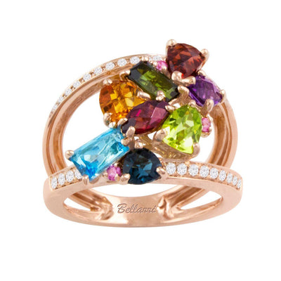 14K Rose Gold Diamond and Sapphire  and Multi Ring - Tapper's Jewelry 