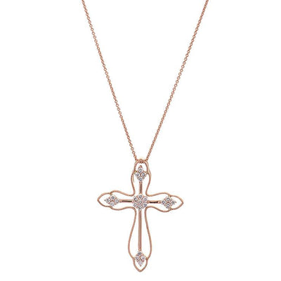 14K ROSE GOLD DIAMOND CROSS NECKLACE - Tapper's Jewelry 