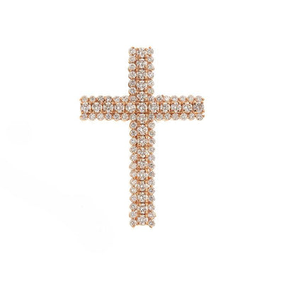 14K Rose Gold Diamond Cross Pendant - Tapper's Jewelry 