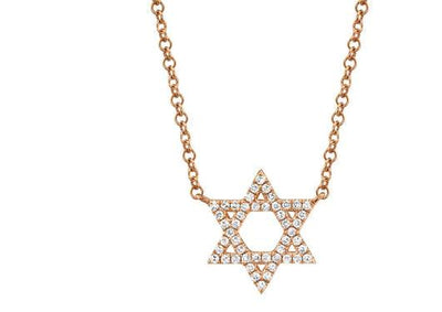 14K ROSE GOLD DIAMOND STAR OF DAVID NECKLACE
