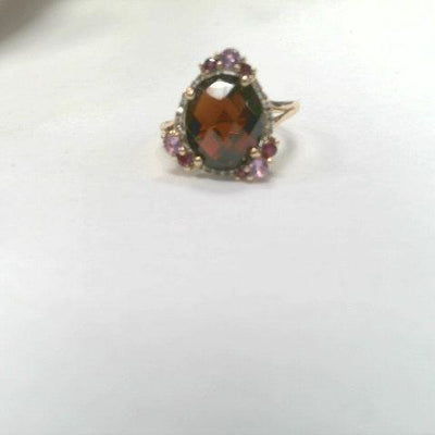 14K Rose Gold Garnet and Diamond  and Sapphire and Ruby Ring - Tapper's Jewelry 