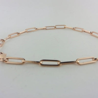 14K ROSE GOLD PAPER CLIP ANKLE BRACELET - Tapper's Jewelry 