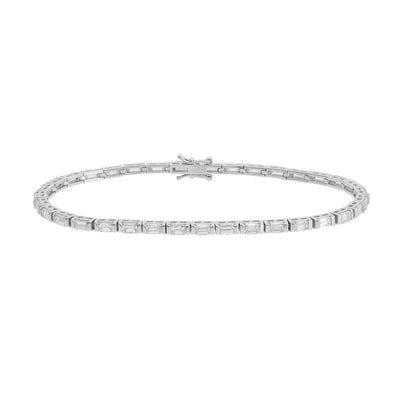 14K White Gold 35 Baguette Cut Diamond Bracelet - Tapper's Jewelry 