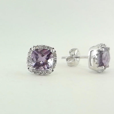 14K White Gold Amethyst and Diamond  Earrings - Tapper's Jewelry 