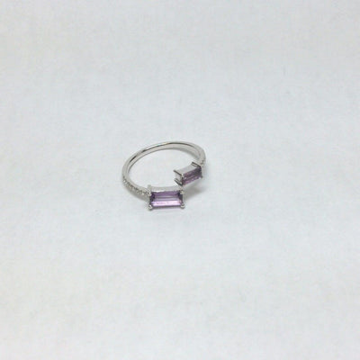 14K White Gold Amethyst and Diamond  Ring - Tapper's Jewelry 