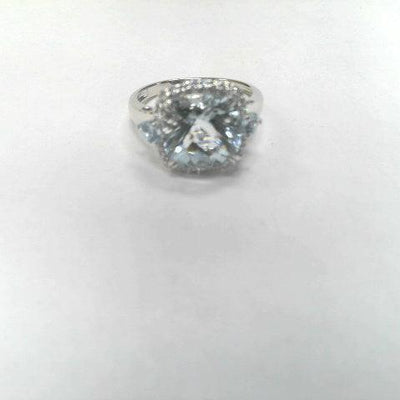 14K White Gold Aquamarine and Diamond  Ring - Tapper's Jewelry 