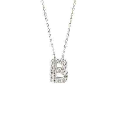 14K WHITE GOLD B INITIAL DIAMOND NECKLACE - Tapper's Jewelry 