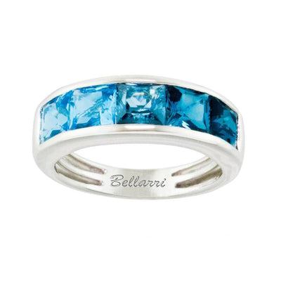 14K WHITE GOLD BLUE TOPAZ BAND - Tapper's Jewelry 