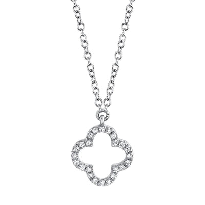 14K WHITE GOLD CLOVER DIAMOND NECKLACE - Tapper's Jewelry 