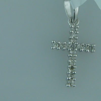 14K WHITE GOLD CROSS DIAMOND PENDANT - Tapper's Jewelry 