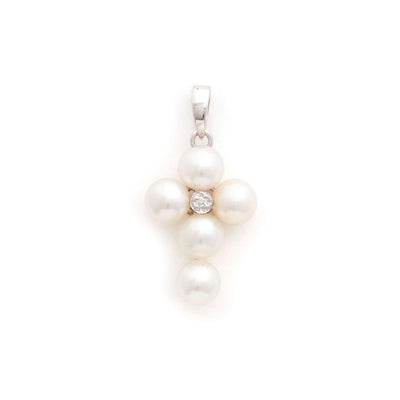 14K White Gold Cultured Pearl and Diamond  Necklace - Tapper's Jewelry 