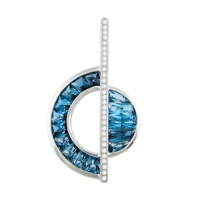 14K WHITE GOLD DIAMOND AND BLUE TOPAZ NECKLACE - Tapper's Jewelry 