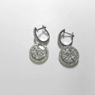 14K White Gold Diamond and Diamond  and Diamond Earrings - Tapper's Jewelry 