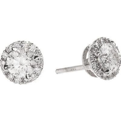 14K White Gold Diamond and Diamond  Earrings - Tapper's Jewelry 
