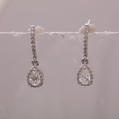 14K White Gold Diamond and Diamond  Earrings - Tapper's Jewelry 
