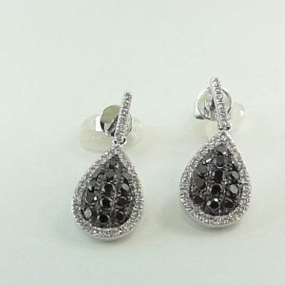 14K White Gold Diamond and Diamond  Earrings - Tapper's Jewelry 