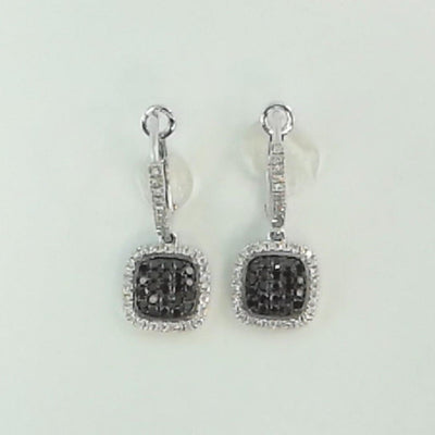 14K White Gold Diamond and Diamond  Earrings - Tapper's Jewelry 