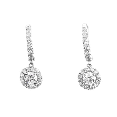 14K White Gold Diamond and Diamond  Earrings - Tapper's Jewelry 