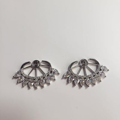 14K White Gold Diamond and Diamond  Earrings - Tapper's Jewelry 