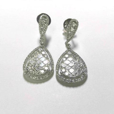14K White Gold Diamond and Diamond  Earrings - Tapper's Jewelry 