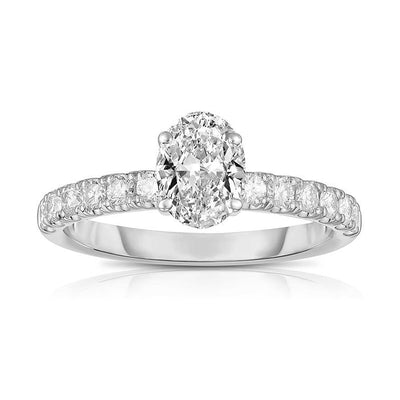 14K White Gold Diamond and Diamond  Engagement Ring - Tapper's Jewelry 