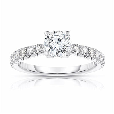 14K White Gold Diamond and Diamond  Engagement Ring - Tapper's Jewelry 