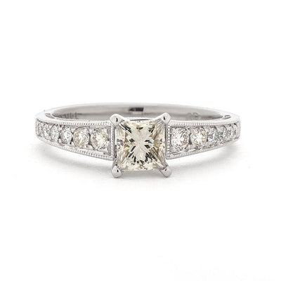 14K White Gold Diamond and Diamond  Engagement Ring - Tapper's Jewelry 