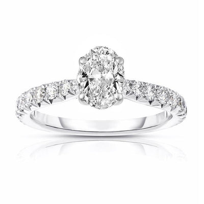 14K White Gold Diamond and Diamond  Engagement Ring - Tapper's Jewelry 
