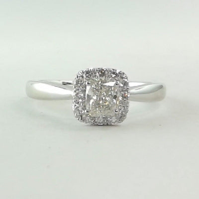 14K White Gold Diamond and Diamond  Engagement Ring