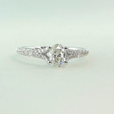 14K White Gold Diamond and Diamond  Engagement Ring - Tapper's Jewelry 