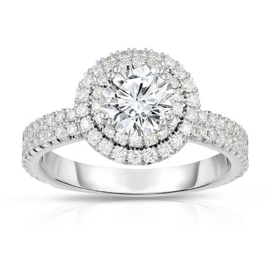 14K White Gold Diamond and Diamond  Engagement Ring - Tapper's Jewelry 