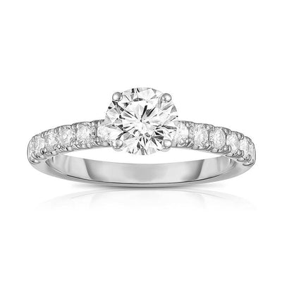 14K White Gold Diamond and Diamond  Engagement Ring - Tapper's Jewelry 