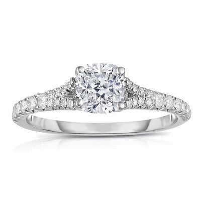14K White Gold Diamond and Diamond  Engagement Ring - Tapper's Jewelry 