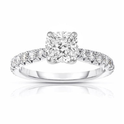 14K White Gold Diamond and Diamond  Engagement Ring - Tapper's Jewelry 