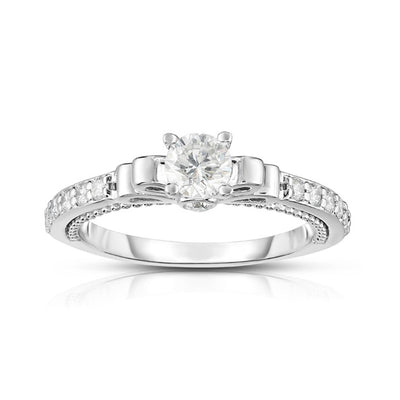 14K White Gold Diamond and Diamond  Engagement Ring - Tapper's Jewelry 