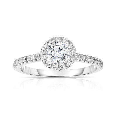 14K White Gold Diamond and Diamond  Engagement Ring