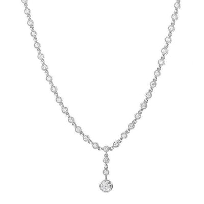 14K White Gold Diamond and Diamond  Necklace - Tapper's Jewelry 