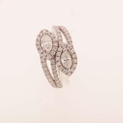14K White Gold Diamond and Diamond  Ring - Tapper's Jewelry 