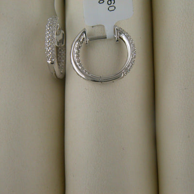 14K White Gold Diamond and PAV DIA WG HOOP EAR  Earrings - Tapper's Jewelry 