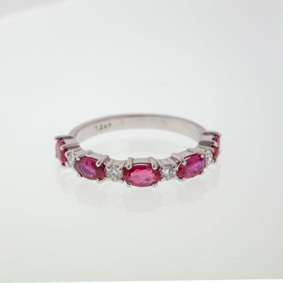 14K White Gold Diamond and Ruby  Band - Tapper's Jewelry 